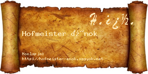 Hofmeister Énok névjegykártya